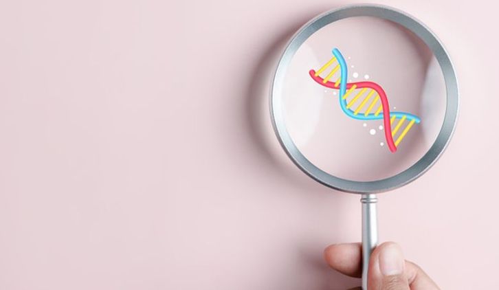 Grafika DNA oglądana przez lupę